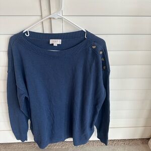 LOFT Women's Navy Sweater with Shoulder Buttons XL